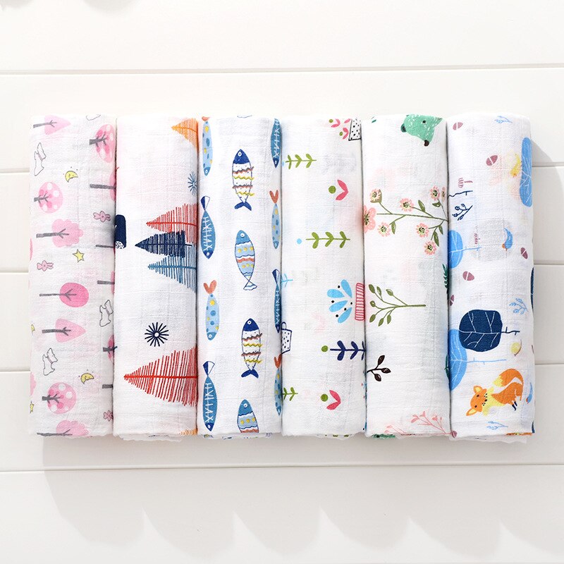 120cm*110cm 2 Layer Muslin Blanket Gauze Bamboo Baby Swaddle Blankets Newborn Baby Muslin Battaniye