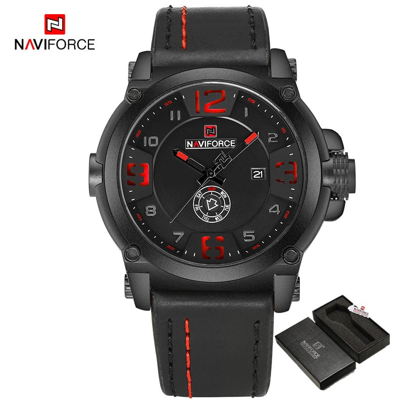 NAVIFORCE marca de lujo superior hombres deportes militar cuarzo reloj hombre analógico fecha reloj correa de cuero reloj Relogio Masculino