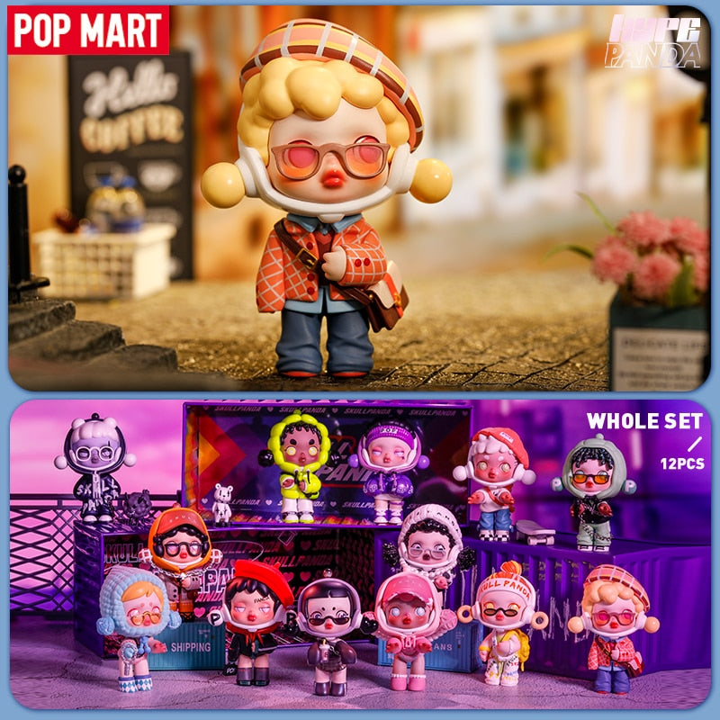 POP MART Skullpanda Hypepanda Series Blind Box 1PC/12PC Doll Binary Action Toys Figure Birthday Gift Kid Toy Mystery Box