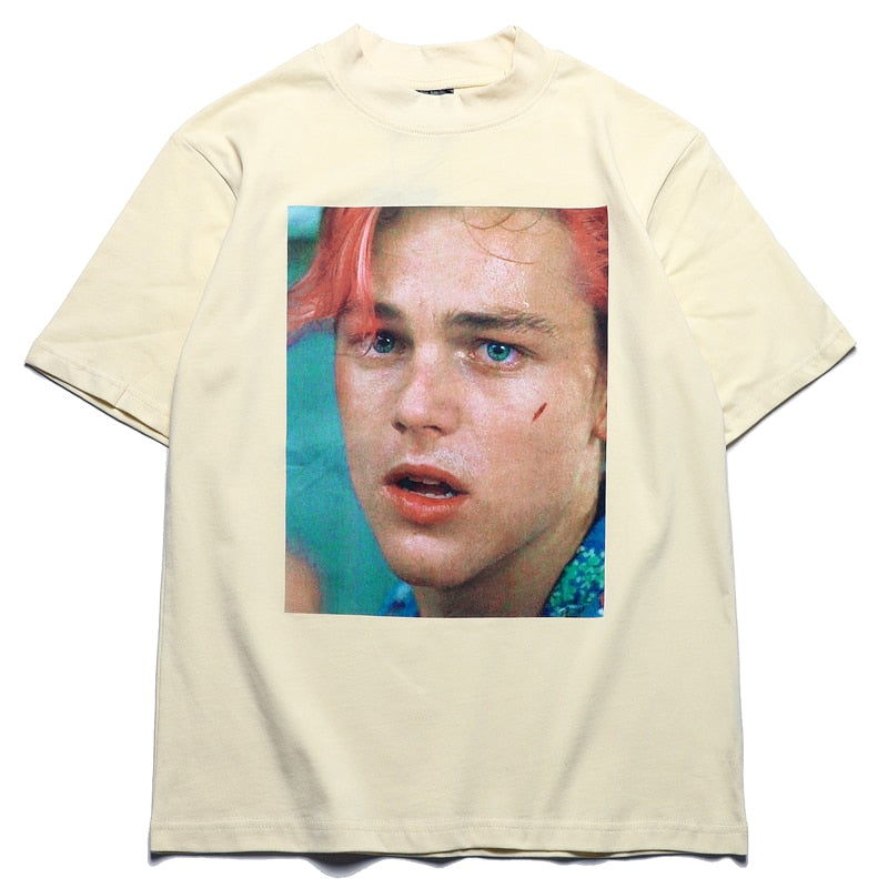 Kanye West Kids See Ghosts Camiseta de gran tamaño para hombres Tour Conmemorativo Impreso Retro Loose Harajuku Cuello redondo Camiseta de manga corta