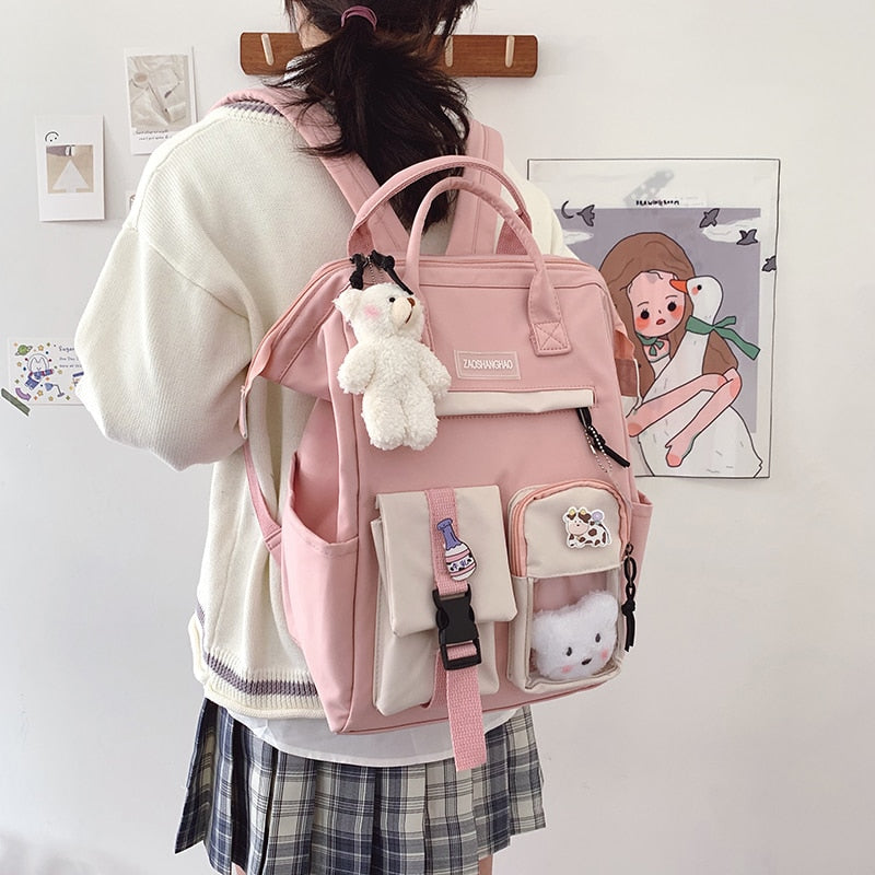 2021 Preppy Purple Backpack Women Waterproof Candy Colors Backpacks Fancy High School Bags for Teenage Girl Cute Travel Rucksack