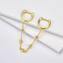 ANDYWEN 925 Sterling Silver Solid Safe Chain Double Huggies Crystal CZ Zircon Hoops Mini Plain Piercing 2 Clips Earring Jewelry