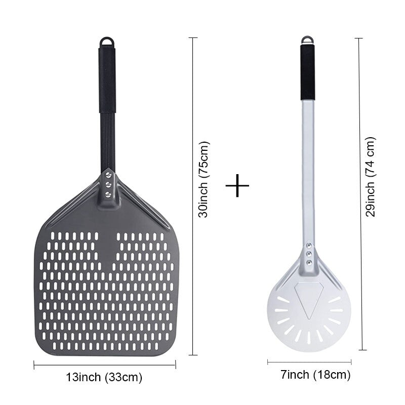 PizzAtHome 7/ 8/ 9 Inch Perforated Pizza Turning Peel Pizza Shovel Aluminum Pizza Peel Paddle Short Pizza Tool Non-Slip Handle