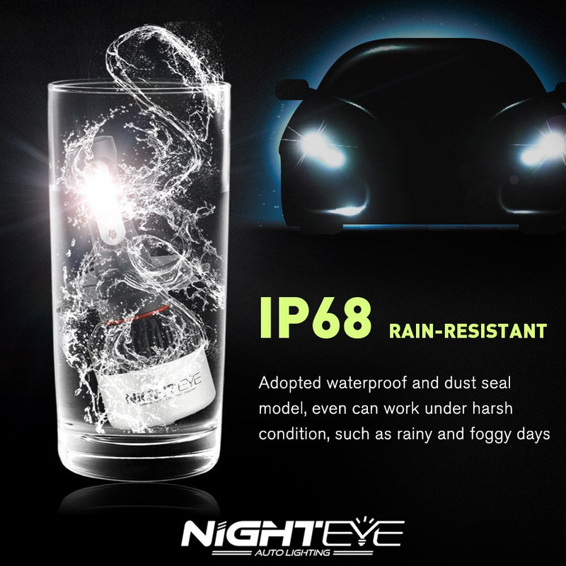 NIGHTEYE Superhelle Autoscheinwerfer H7 LED H4 LED H8/H9/H11 HB3/9005 HB4/9006 Autobirne 72W 9000LM Autoscheinwerfer 6500K