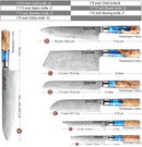 XITUO Küchenmesser-Set Damaskus-Stahl Kochmesser Cleaver Schälwerkzeug Allzweck-Brotmesser Kochwerkzeug Blauer Harzgriff 1-6 Teile/Set