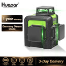 Huepar 12 líneas 3D línea cruzada nivel láser verde línea de haz láser autonivelante 360 ​​Cruz Vertical y Horizontal súper potente