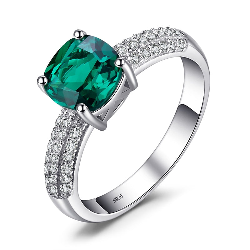 JewelryPalace verde simulado Nano Esmeralda creado anillo de rubí 925 plata esterlina piedra preciosa solitario anillos de compromiso para mujeres