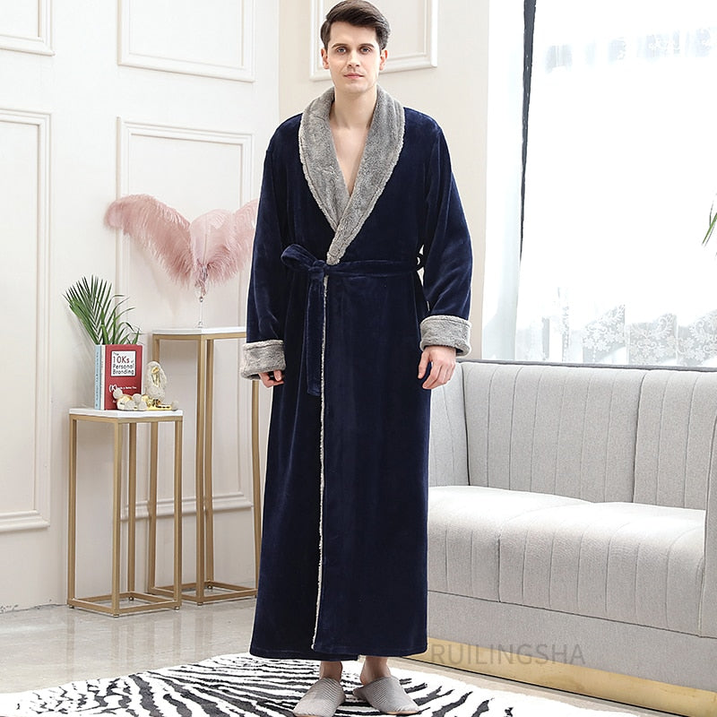 Damen Herren Winter Plus Size Flanell Robe Extra Lang Mit Kapuze Warmer Bademantel Liebhaber Dicker Kimono Bademantel Herren Morgenmantel Roben