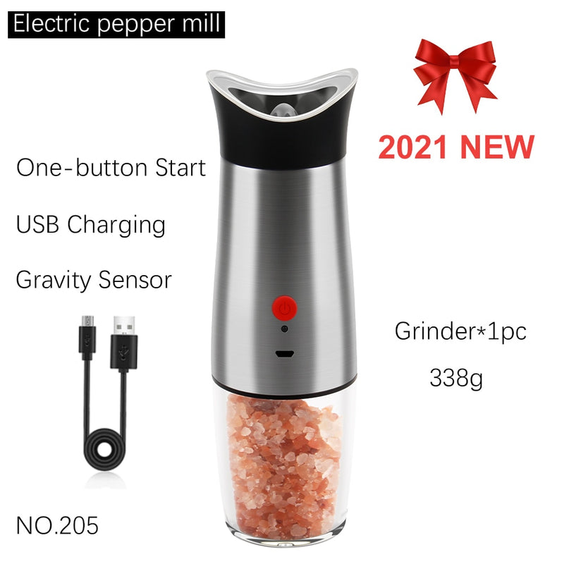 Automatic Salt Pepper Grinder Set Electric Plastic Ceramic Burr Mill For Herb Pepper Spice Adjustable Kitchen Grinding Gadgets