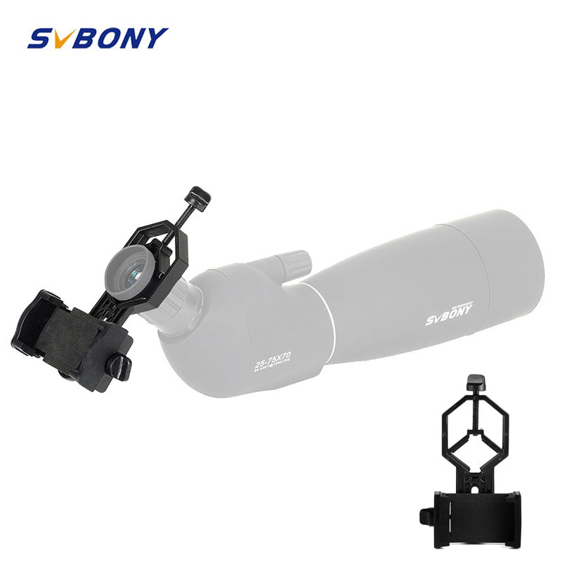 Adaptador Universal para teléfono móvil SVBONY, soporte de montaje, diámetro del ocular de 25-48mm para telescopio Binocular Monocular