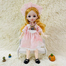 New 12 Inch 22 Movable Joints BJD Doll 31cm 1/6 Makeup Dress Up Cute Brown Blue Eyeball Dolls with Fashion Dress for Girls Toy