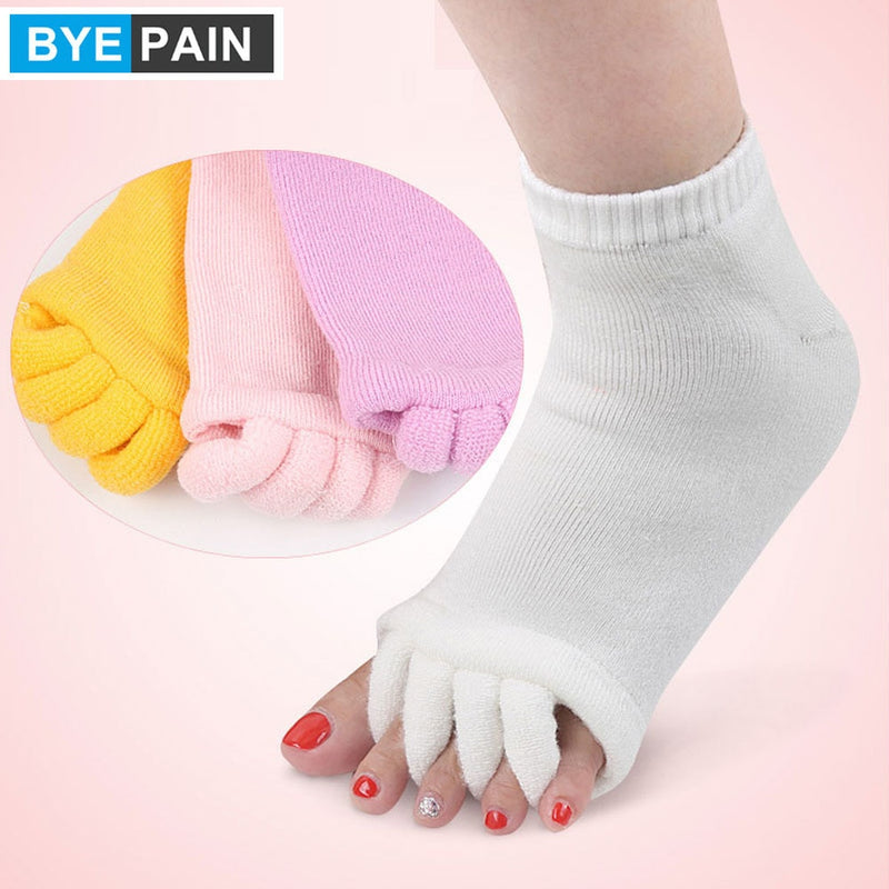 1Pair BYEPAIN Five Toes Separators Foot Sock Hallux Valgus Corrector Bunion Adjuster Foot Care Alignment Straightener Socks