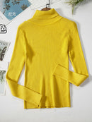 2022 suéteres básicos de cuello alto para mujer, suéter grueso y cálido para otoño e invierno, Tops ajustados, suéter de punto acanalado, Jersey suave para mujer