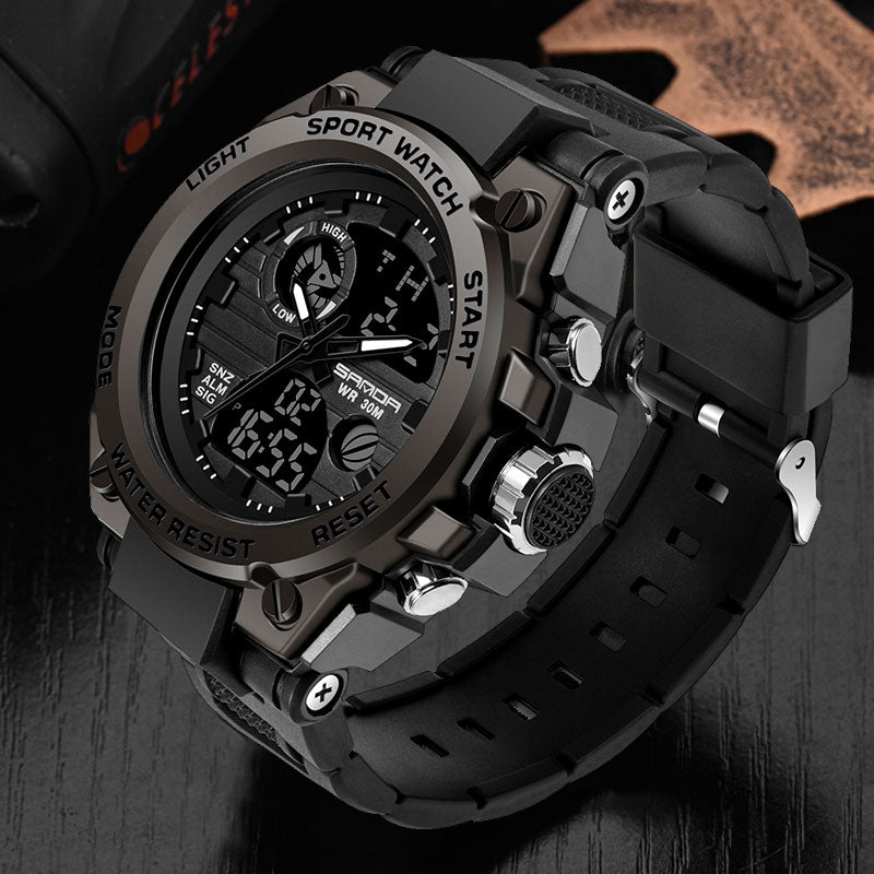 SANDA Marke Armbanduhr Herrenuhr Militärarmee Sport Stil Armbanduhr Dual Display Herrenuhr für Herren Uhr wasserdicht Stunden