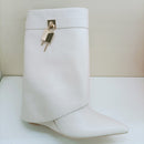 Ins Hot Spring Winter Great Quality Crocodile Print Upper Shoes Booty Knee High Pointy Toe Overlay Side Zip Damenstiefel 43