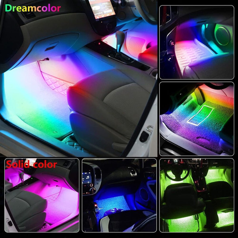 Neon 48 72 LED Car Interior Ambient Foot Light with USB Wireless Remote Music App Control Auto RGB Atmosphere Decorative Lamps