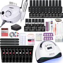 Nagel-Set Maniküre-Set mit 114 W / 120 W / 54 W LED-Nagellampe 35000 U / min Nagelbohrmaschine 20/10 Farbe Poly Extension Nail Gel Set