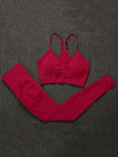 ATHVOTAR Zweiteiler Damen Nahtloser Sport-BH und Leggings mit hoher Taille Outfits Einfarbiger Fitness-Trainingsanzug Damen