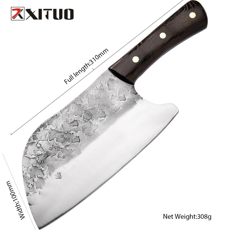 XITUO Superior Professional Handmade Forged Carbon Steel Chef Kitchen Slicing Chopping Kitchen Knife Traditional Cooking Tools