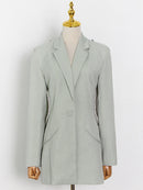 TWOTWINSTYLE Sexy Backless Diamond Blazer Tops Female Lapel Collar Long Sleeve Slim Hollow Out Women's Coat Fashion 2022 New