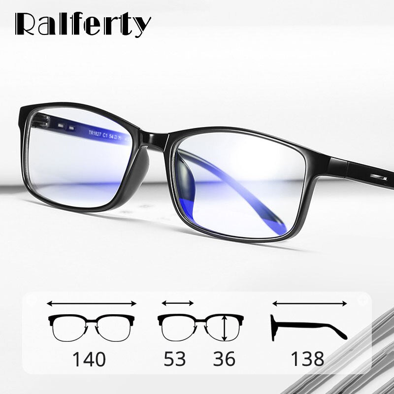 Ralferty Anti Blue Ray Glasses Computer Glasses Men Women Ultra-light Eyeglasses Myopia Prescription Spectacle Black Oculo D1827