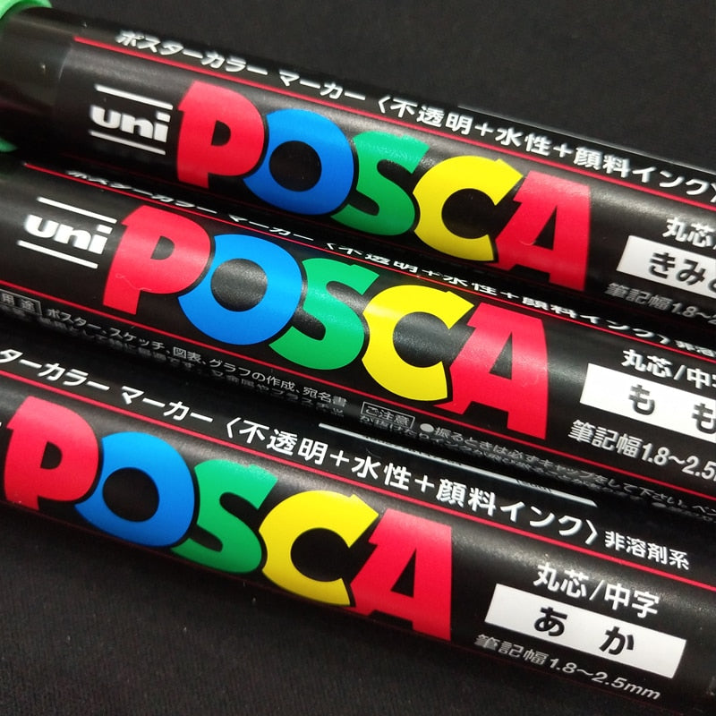 UNI POSCA Marker Pen PC-1M PC-3M PC-5M Set POP Poster Werbung Paint Pen Comic Painting Rundkopf Briefpapier Caneta Posca