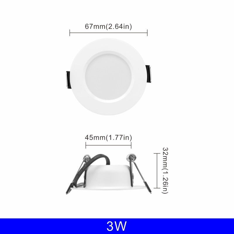 10 unids/lote de luz descendente Led de 3W, 5W, 7W, 9W, 12W, 15W, 220V, luz de techo empotrada, Panel Led redondo de 3/4/5 pulgadas, iluminación de foco descendente