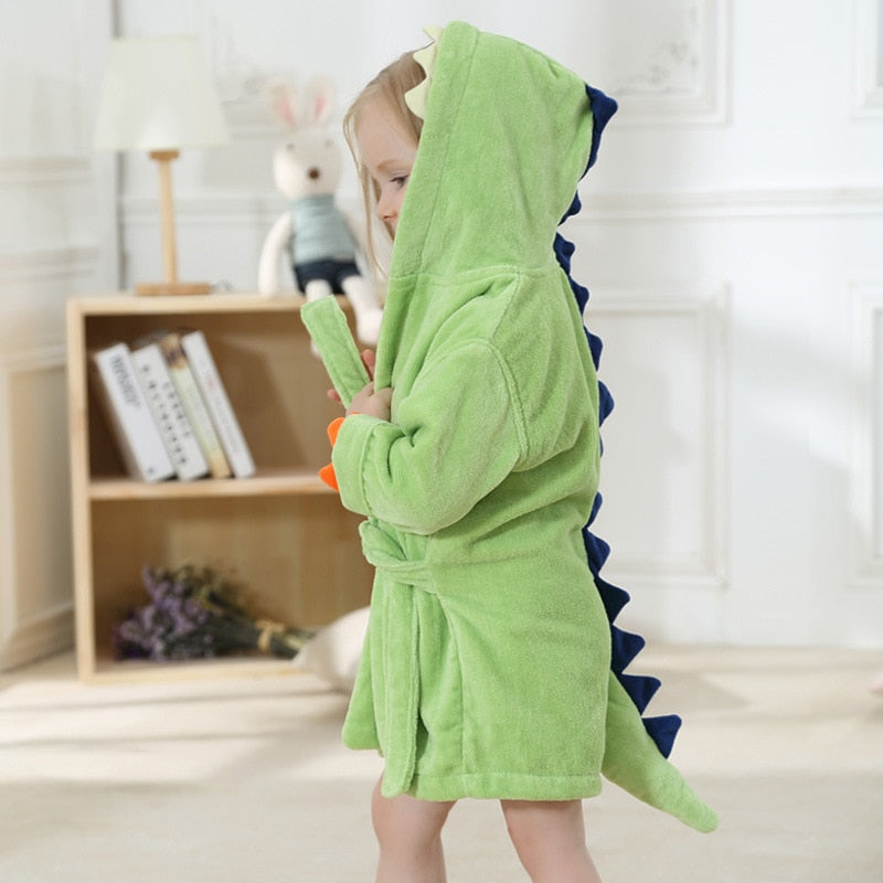 Cartoon Dinosaur Children Bathrobes Baby Kids Pajamas Hooded Beach Towel Bathrobe Soft Bath Robe Toddler Boys Girls Robes Gown