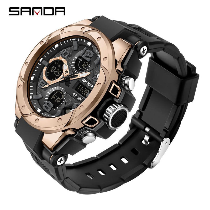 SANDA Marke Herrenuhr Military Outdoor Sports Wasserdichte Uhren Dual Display Quarz LED Digitaluhr Relogio Masculino