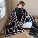 Bufanda de invierno de Cachemira para mujer, chales de Pashmina, bufandas gruesas con estampado de lujo, envolturas cálidas de marca para mujer, doble cara