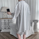 Sommer Herren Shorts Set Passende Hemden Brief Gestreift Leichter Trainingsanzug Mann Kurzarm Elastische Taille Oversize Anzug Kleidung