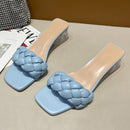 Aphixta 5cm Square Heels Slides Women Rope Lattice Peep Toe Women Outside Sippers Shoes Mujer Elegant Shoes