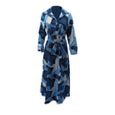 Frühling Herbst Camouflage Lange Kleider Damen Langarm Schlank Maxi Bodenlanges Kleid Kausales Umlegekragen Button Up Hemdkleid