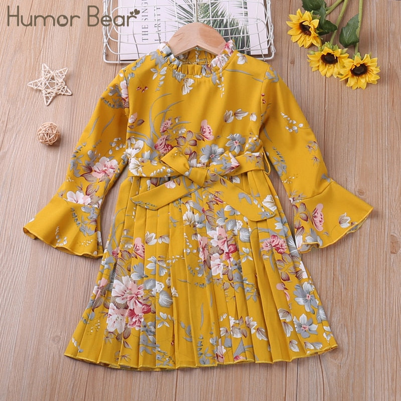 Humor Bear Otoño Invierno niño niña vestido de manga larga de algodón volantes princesa vestido niños pana plisado moda bebé vestido