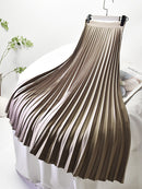 Markendesigner-Frauen-Frühlings-Herbst-eleganter schicker fester Faltenrock-hohe Taillen-Luxusmode mit elastischem weiblichem C-035