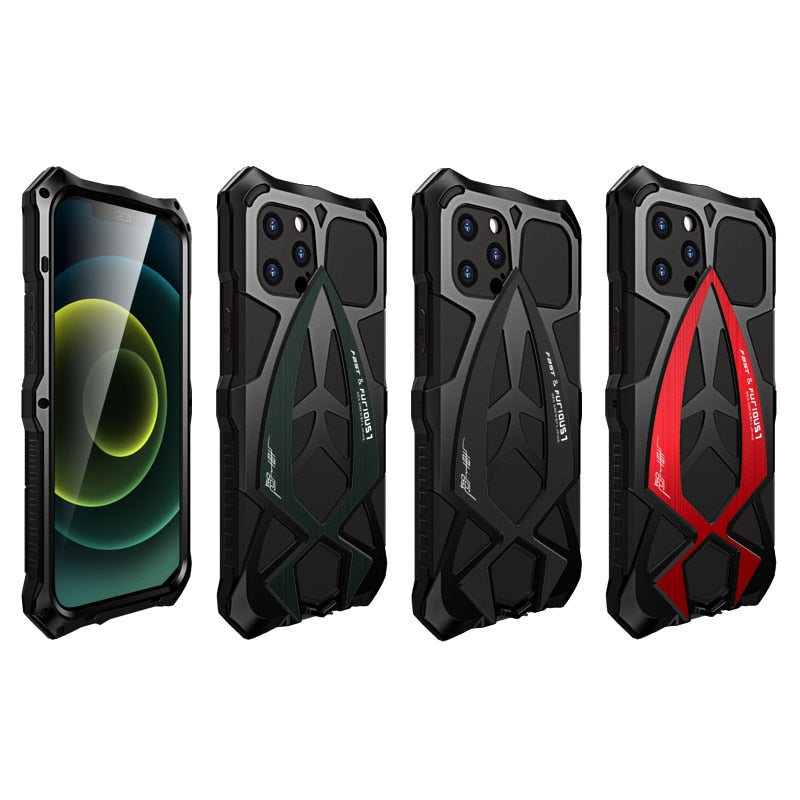 Para iPhone 12 Pro Max 12Mini Case, LUPHIE Metal Armor Rosdster Phone Case 360 ​​° Cobertura completa Protección Cool Traveling Cover