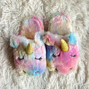 Cute Cartoon Alpaca House Women Fur Slippers Winter Warm Plush Parent-Child Floor Slides Indoor Bedroom Girls Fluffy Slippes