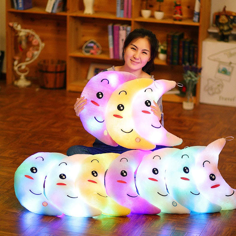 34CM Creative Toy Luminous Pillow Soft Stuffed Plush Glowing Colorful Stars Cushion Led Light Toys Gift For Kids Children Girls