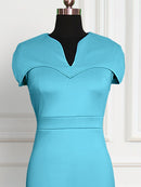 Frauen-elegantes Kleid-Umhang-Hülsen-Bodycon-Bleistift-Büro-Damen-nobeles dünnes Vestidos-afrikanisches großes bescheidenes weibliches Art- und Weiseneues