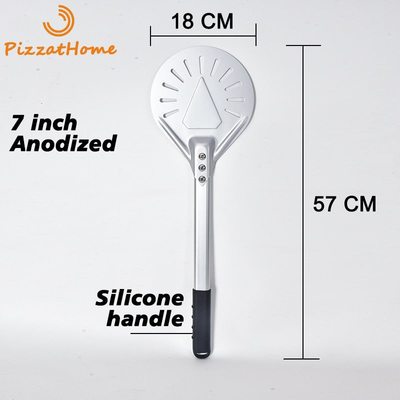 PizzAtHome 7/ 8/ 9 Inch Perforated Pizza Turning Peel Pizza Shovel Aluminum Pizza Peel Paddle Short Pizza Tool Non-Slip Handle