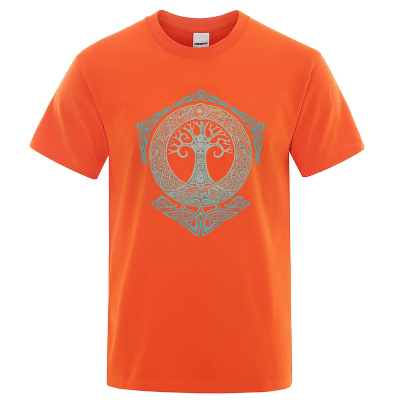 Yggdrasil T-Shirt Weltbaum Männer Tops Modemuster T-Shirt 2022 Sommer Marke T-Shirt Odin Aesir Nordische Mythologie Herren T-Shirt