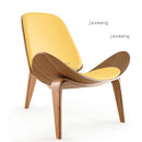 Nordic Massivholz Rückenlehne Wohnzimmer Stühle Lazy Leisure Sessel Haushaltsmöbel Modernes Leder Einzelsofa Shell Chair