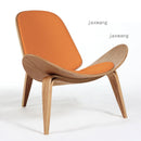 Nordic Massivholz Rückenlehne Wohnzimmer Stühle Lazy Leisure Sessel Haushaltsmöbel Modernes Leder Einzelsofa Shell Chair
