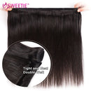 Sweetie Straight Hair Bundles mit frontalen brasilianischen natürlichen Echthaar-Webart-Bundles mit Verschluss 9A Remy-Haarverlängerung