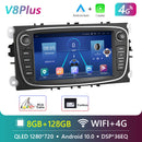 Podofo 4G HIFI Android 10 2 Din Autoradio Multimedia Video Player für Ford Focus S-Max Mondeo 9 Galaxy C-Max Navigation GPS 2din