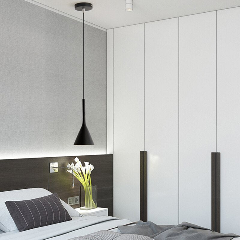 SANDYHA Nordic Modern Led Pendelleuchten Aluminium E27 Glühbirne Hängelampe Küchenarmaturen Schlafzimmer Beleuchtung Wohnkultur Kronleuchter