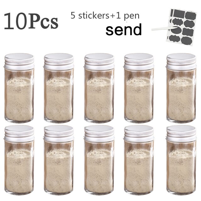 3-12PCS Set Seasoning Jar Square Glass Container Seasoning Bottle Kitchen Outdoor Camping Seasoning Container Glass Sealed Jar