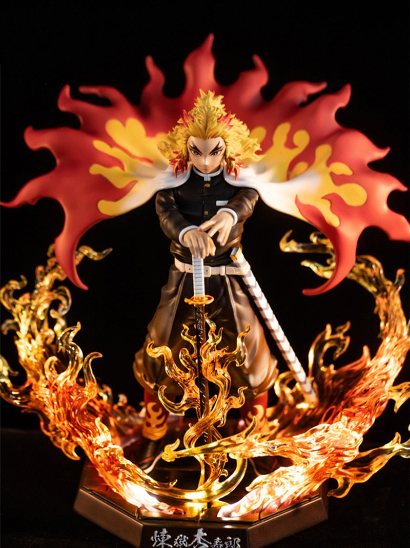 25 cm Demon Slayer Rengoku Kyoujurou PVC Figuras de acción Juguetes GK Anime Kimetsu No Yaiba PVC Figura de juguete