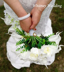 Neue Wasserfall Elfenbein Kaskadierende Blumen Calla Brautsträuße Künstliche Perlen Kristall Hochzeitssträuße Bouquet De Mariage Rose