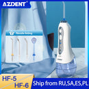 AZDENT HF-5/6 Munddusche, tragbare Wasser-Zahnseide, wiederaufladbarer USB-Wasserstrahl, Zahnseide, Zahnstocher, 5 Strahlspitzen, Wassertank